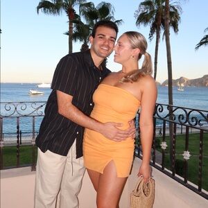 Linen Mini Dress - Orange 🧡